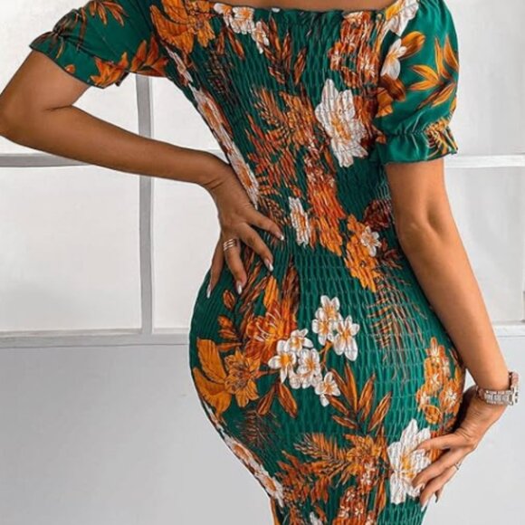 PRETTYGARDEN Women's Floral Off Shoulder Bodycon Dress - Picture 3 of 7